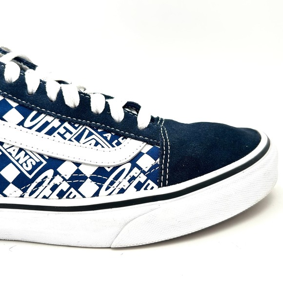 Vans Old Skool Blue White Off The Wall Logo Suede Sneakers Women's 8.5 Mens 7.0 - Picture 4 of 16
